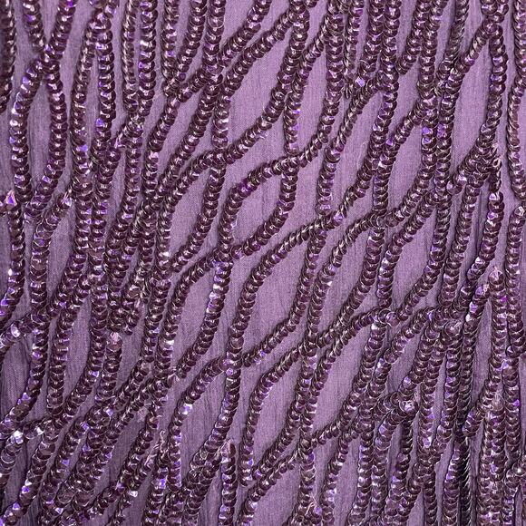 VTG Scala 80-90’s Purple Hand Beaded Sequin Long Sleeve Cocktail Formal Dress PL - Picture 7 of 11